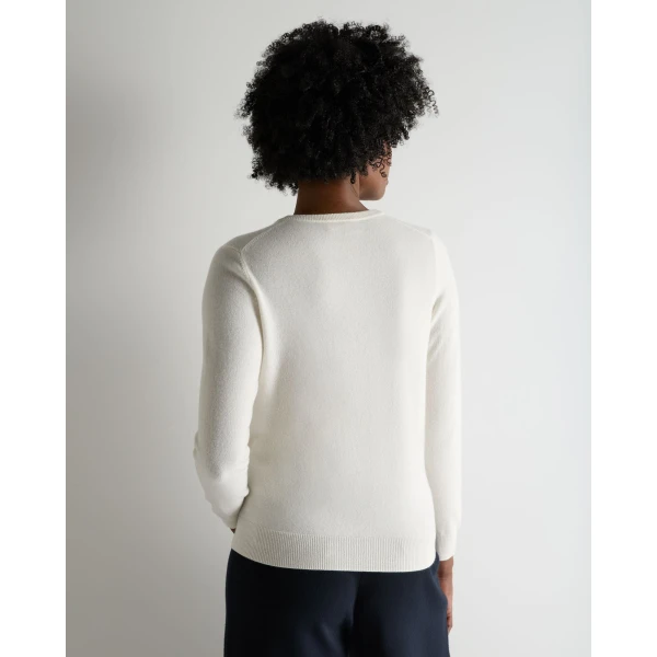 N.Peal Phoebe V Neck Cashmere Jumper in New Ivory White