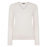 N.Peal Phoebe V Neck Cashmere Jumper in New Ivory White | Sweaters | Luxury Shoes 