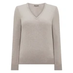 N.Peal Phoebe V Neck Cashmere Jumper in Oat Grey | Sweaters | Luxury Shoes 