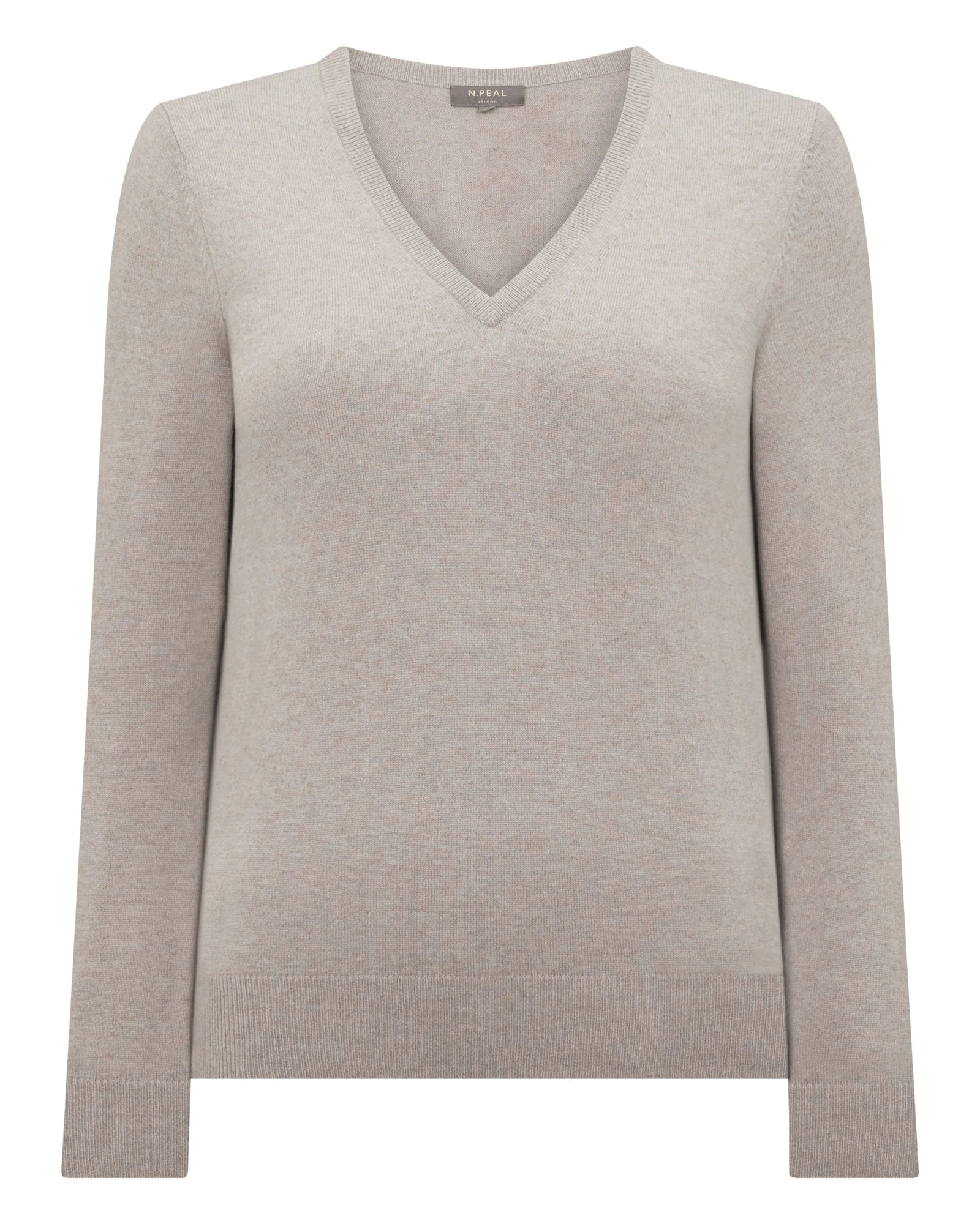 N.Peal Phoebe V Neck Cashmere Jumper in Oat Grey N.Peal Phoebe V Neck Cashmere Jumper in Oat Grey | Sweaters | Luxury Shoes