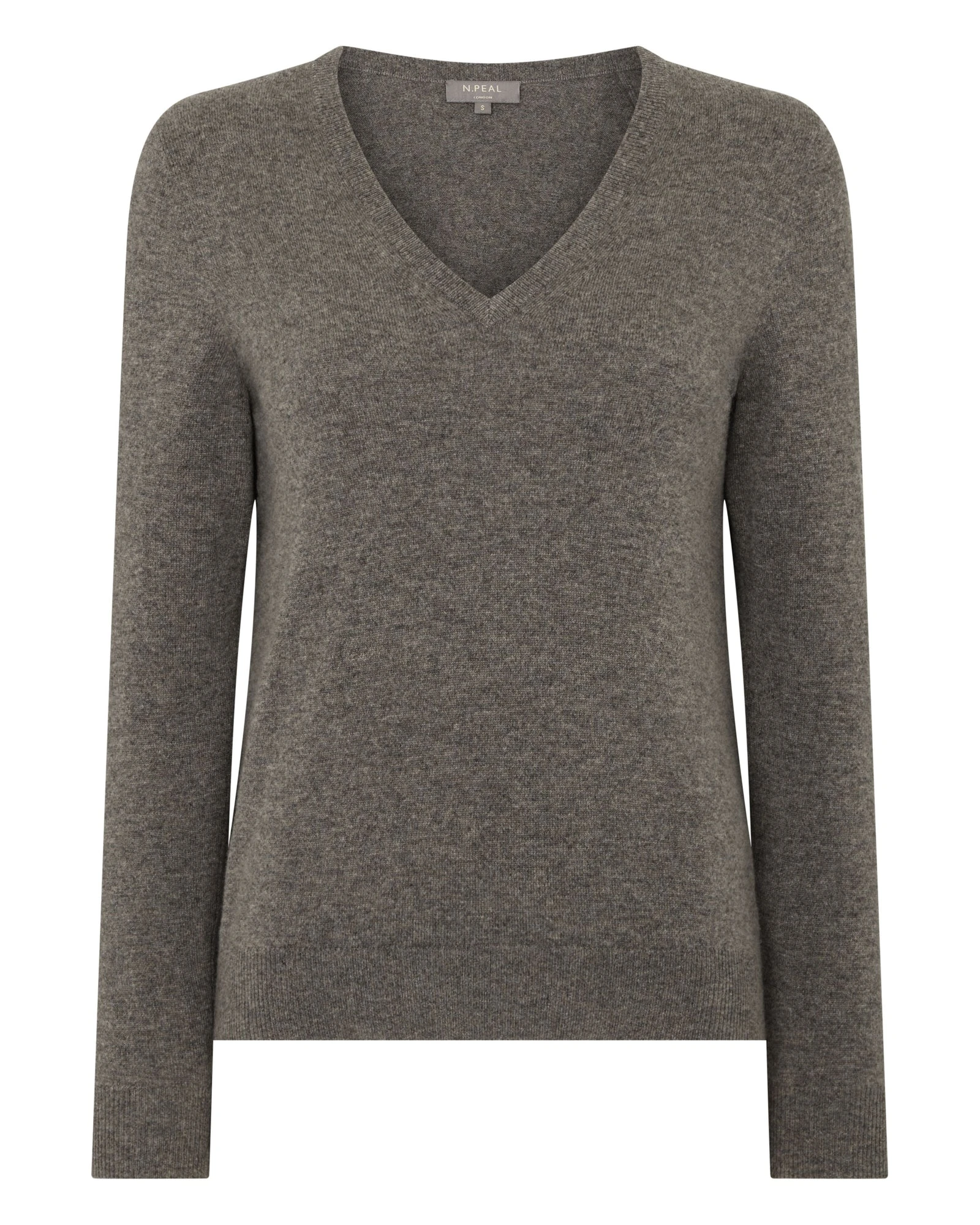 N.Peal Phoebe V Neck Cashmere Jumper in Wood Smoke Brown N.Peal Phoebe V Neck Cashmere Jumper in Wood Smoke Brown | Sweaters | Luxury Shoes