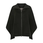 N.Peal Ribbed Collar Woven Cape in Dark Green | Coats | Luxury Shoes 