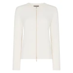 N.Peal Ribbed Full Zip Cashmere Jumper in New Ivory White | Sweaters | Luxury Shoes 