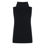 N.Peal Ribbed Sleeveless Turtle Neck Cashmere Jumper in Ink Blue Melange | Turtlenecks | Luxury Shoes 