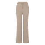 N.Peal Ribbed Wide Leg Cashmere Trousers in Oatmeal Brown | Wide leg pants | Luxury Shoes 
