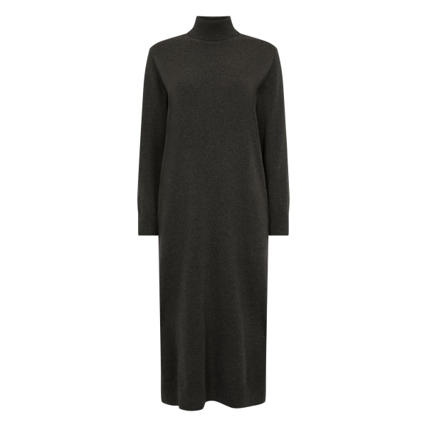 N.Peal Roll Neck Cashmere Jumper Dress in Grey Moss | Midi Dresses | Luxury Shoes 