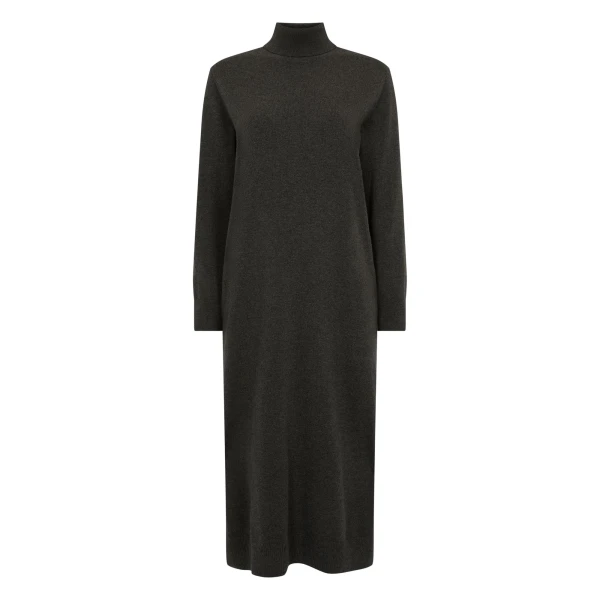 Roll Neck Cashmere Jumper Dress in Grey Moss