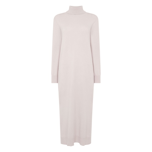 N.Peal Roll Neck Cashmere Jumper Dress in Snow Grey | Midi Dresses | Luxury Shoes 
