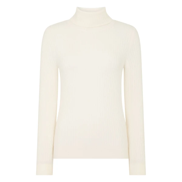 N.Peal Roll Neck Cashmere Jumper in New Ivory White | Turtlenecks | Luxury Shoes 