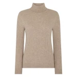 N.Peal Roll Neck Cashmere Jumper in Oatmeal Brown | Turtlenecks | Luxury Shoes 