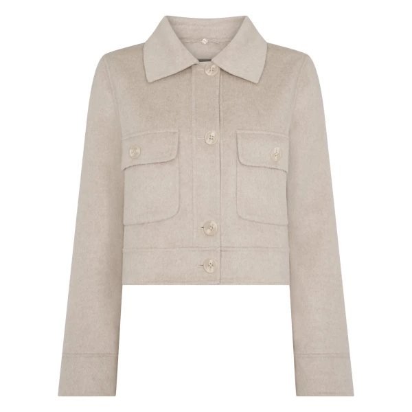 Rosie Fur Collared Jacket in Beige Brown
