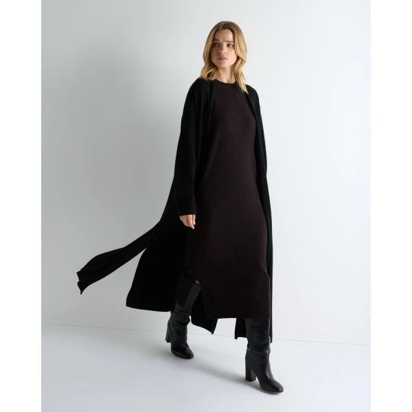 N.Peal Round Neck Cashmere Jumper Dress in Cocoa Brown