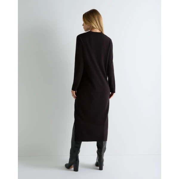 N.Peal Round Neck Cashmere Jumper Dress in Cocoa Brown