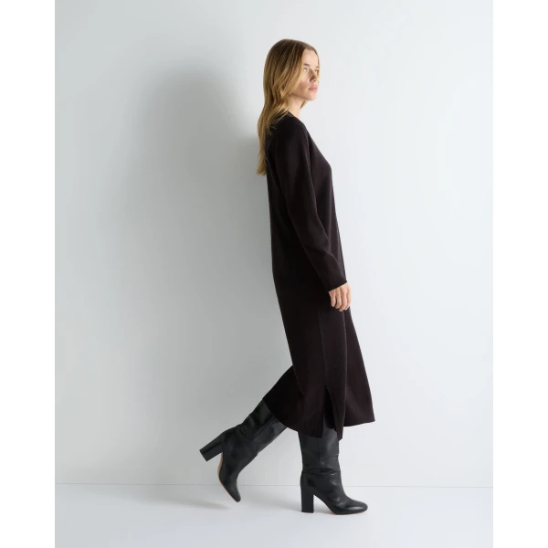 N.Peal Round Neck Cashmere Jumper Dress in Cocoa Brown
