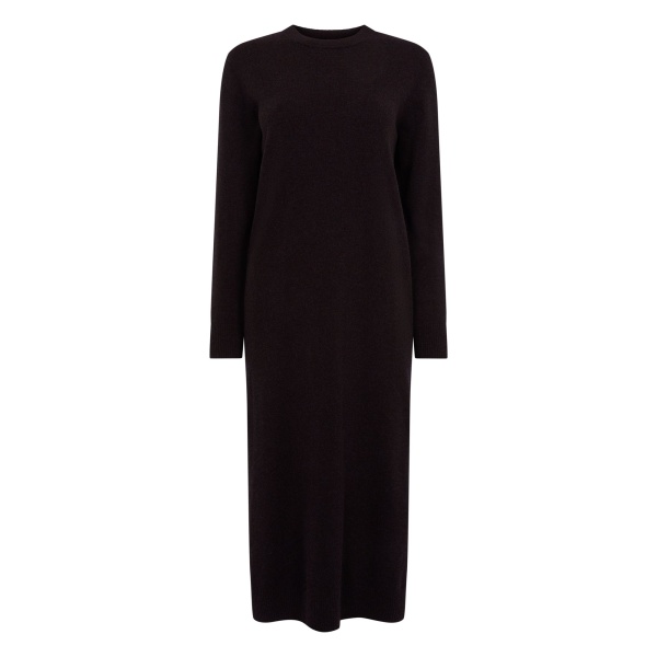 N.Peal Round Neck Cashmere Jumper Dress in Cocoa Brown | Midi Dresses | Luxury Shoes 