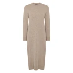 N.Peal Round Neck Cashmere Jumper Dress in Oatmeal Brown | Midi Dresses | Luxury Shoes 