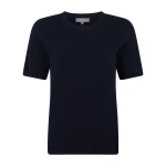 N.Peal Round Neck Cashmere T-Shirt in Navy Blue | T-shirts | Luxury Shoes 
