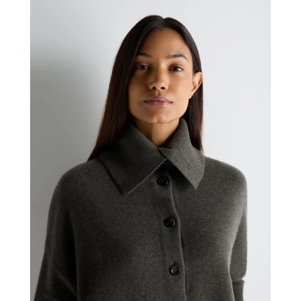 N.Peal Sailor Collar Cashmere Cardigan in Grey Moss