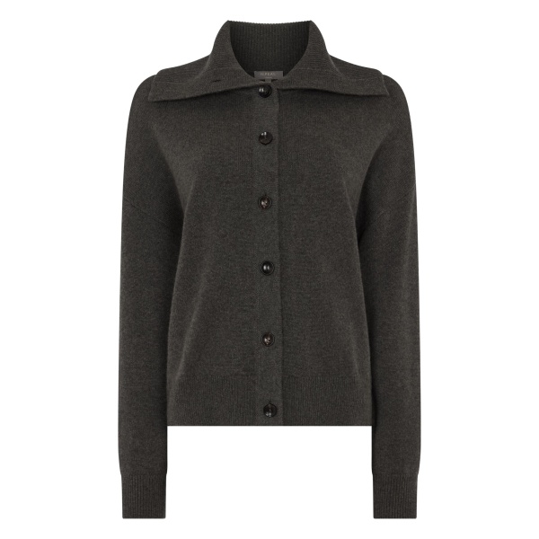 N.Peal Sailor Collar Cashmere Cardigan in Grey Moss | Cardigan | Luxury Shoes 