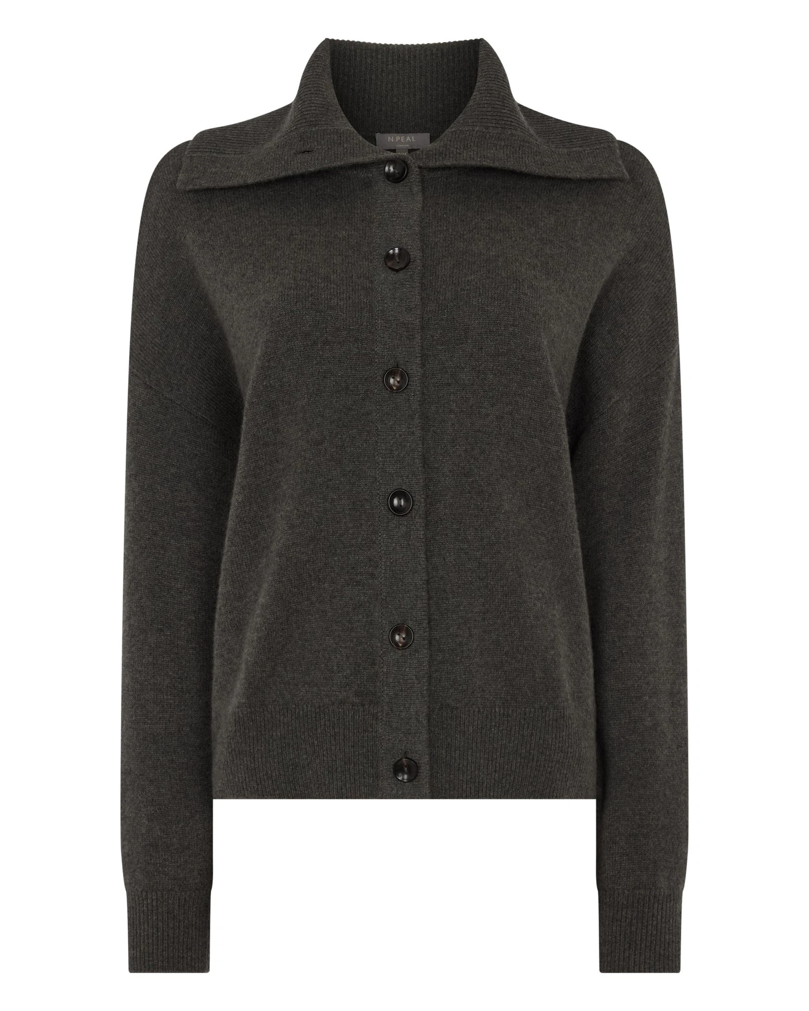N.Peal Sailor Collar Cashmere Cardigan in Grey Moss N.Peal Sailor Collar Cashmere Cardigan in Grey Moss | Cardigan | Luxury Shoes
