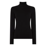 N.Peal Superfine Cashmere Ribbed Roll Neck Jumper in Black | Turtlenecks | Luxury Shoes 