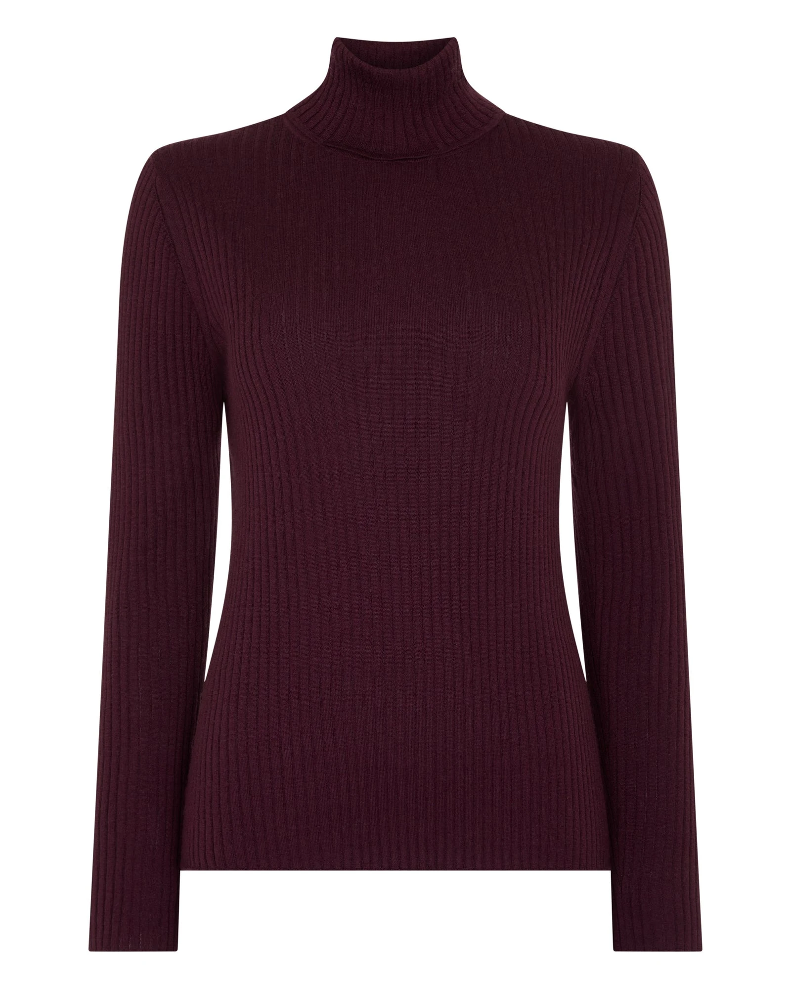 N.Peal Superfine Cashmere Ribbed Roll Neck Jumper in Damson Red N.Peal Superfine Cashmere Ribbed Roll Neck Jumper in Damson Red | Turtlenecks | Luxury Shoes