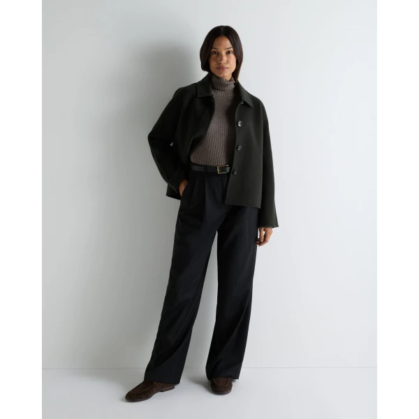 N.Peal Superfine Cashmere Ribbed Roll Neck Jumper in Pecan Brown