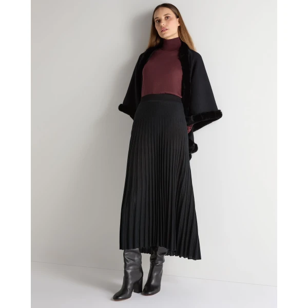 N.Peal Superfine Pleated Cashmere Silk Skirt in Black