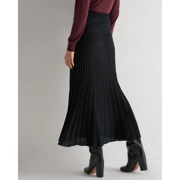 N.Peal Superfine Pleated Cashmere Silk Skirt in Black