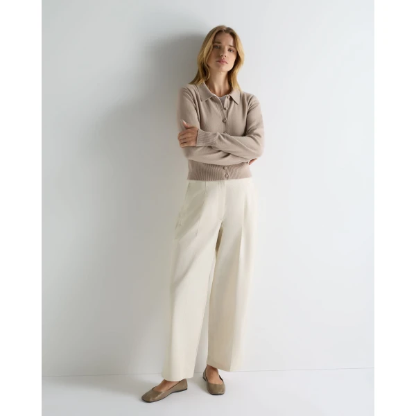 N.Peal Thea Collared Cashmere Cardigan in Cashew Brown