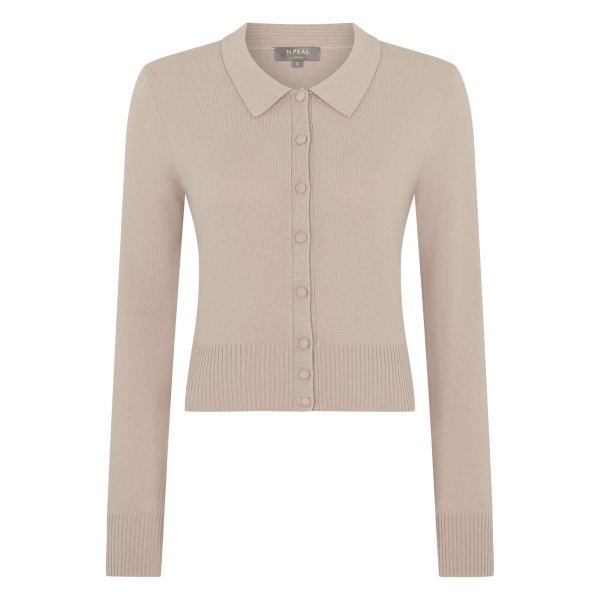 N.Peal Thea Collared Cashmere Cardigan in Cashew Brown | Cardigan | Luxury Shoes 