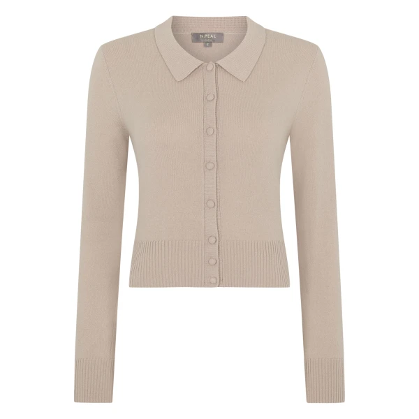N.Peal Thea Collared Cashmere Cardigan in Cashew Brown | Cardigan | Luxury Shoes 