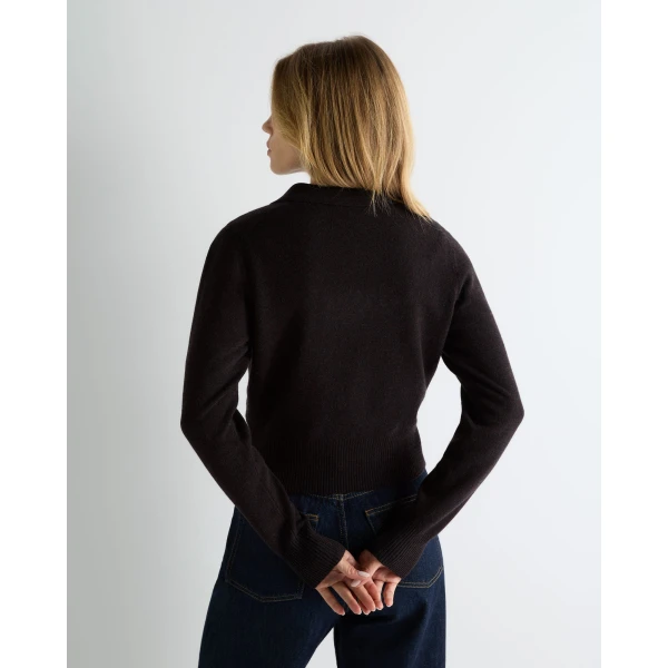 N.Peal Thea Collared Cashmere Cardigan in Cocoa Brown
