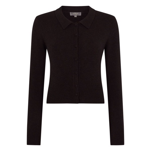 N.Peal Thea Collared Cashmere Cardigan in Cocoa Brown | Cardigan | Luxury Shoes 