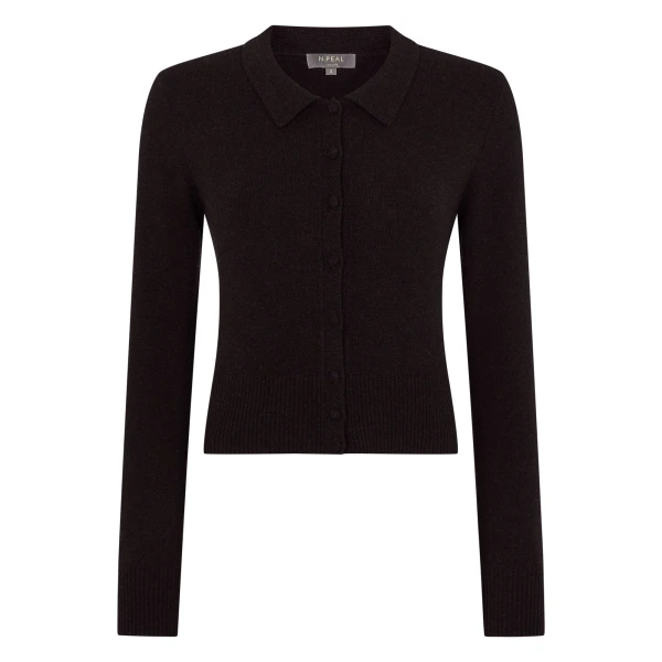 Thea Collared Cashmere Cardigan in Cocoa Brown