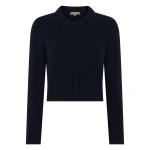 N.Peal Thea Collared Cashmere Cardigan in Navy Blue | Cardigan | Luxury Shoes 