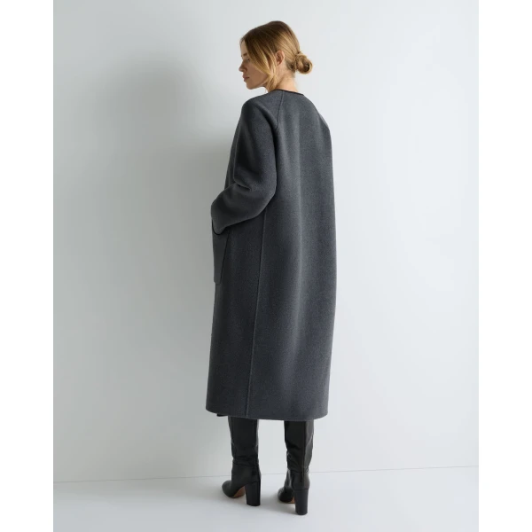 N.Peal Wool Silk Blend Coat in Charcoal Grey