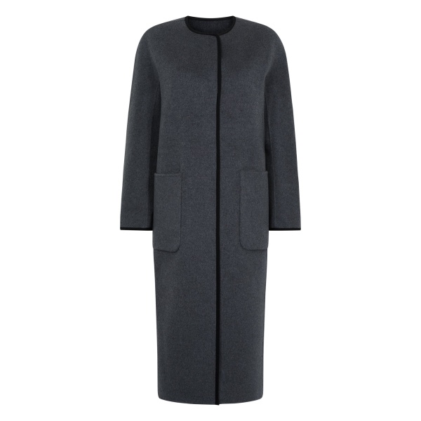 N.Peal Wool Silk Blend Coat in Charcoal Grey | Wool Coat | Luxury Shoes 