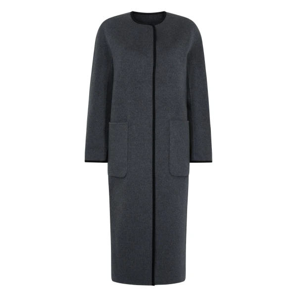Wool Silk Blend Coat in Charcoal Grey