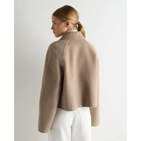 N.Peal Wool Silk Blend Jacket in Dark Beige Brown