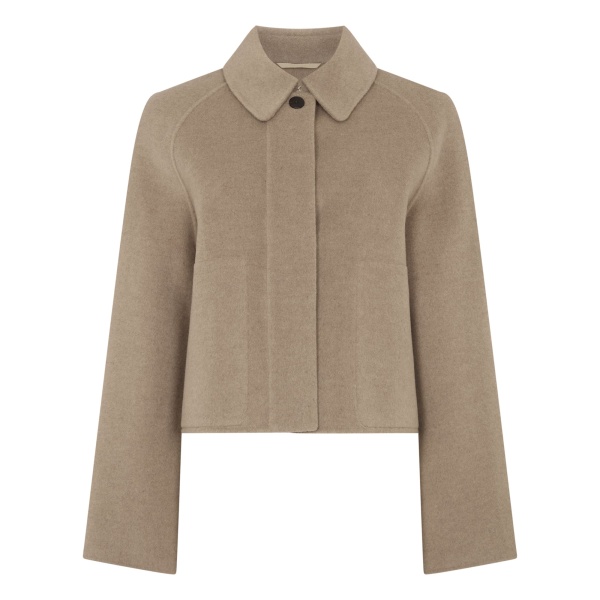 N.Peal Wool Silk Blend Jacket in Dark Beige Brown | Blazers | Luxury Shoes 