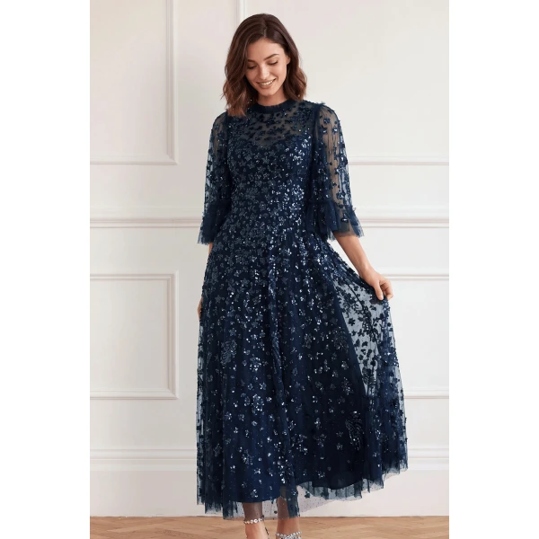 Needle and Thread Constellation Ankle Gown in Navy