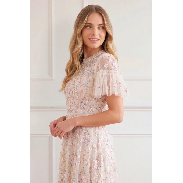 Needle and Thread Floral Waltz Ankle Gown in Cream / Pastel
