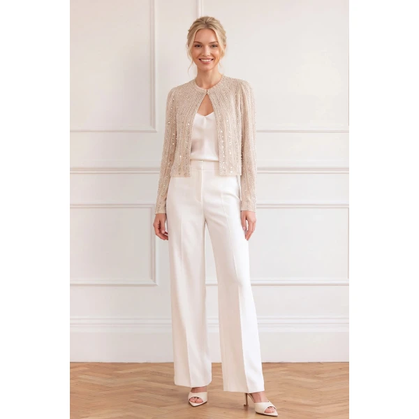 Needle and Thread Jet Embellished Jacket in Moonbeam / Silver