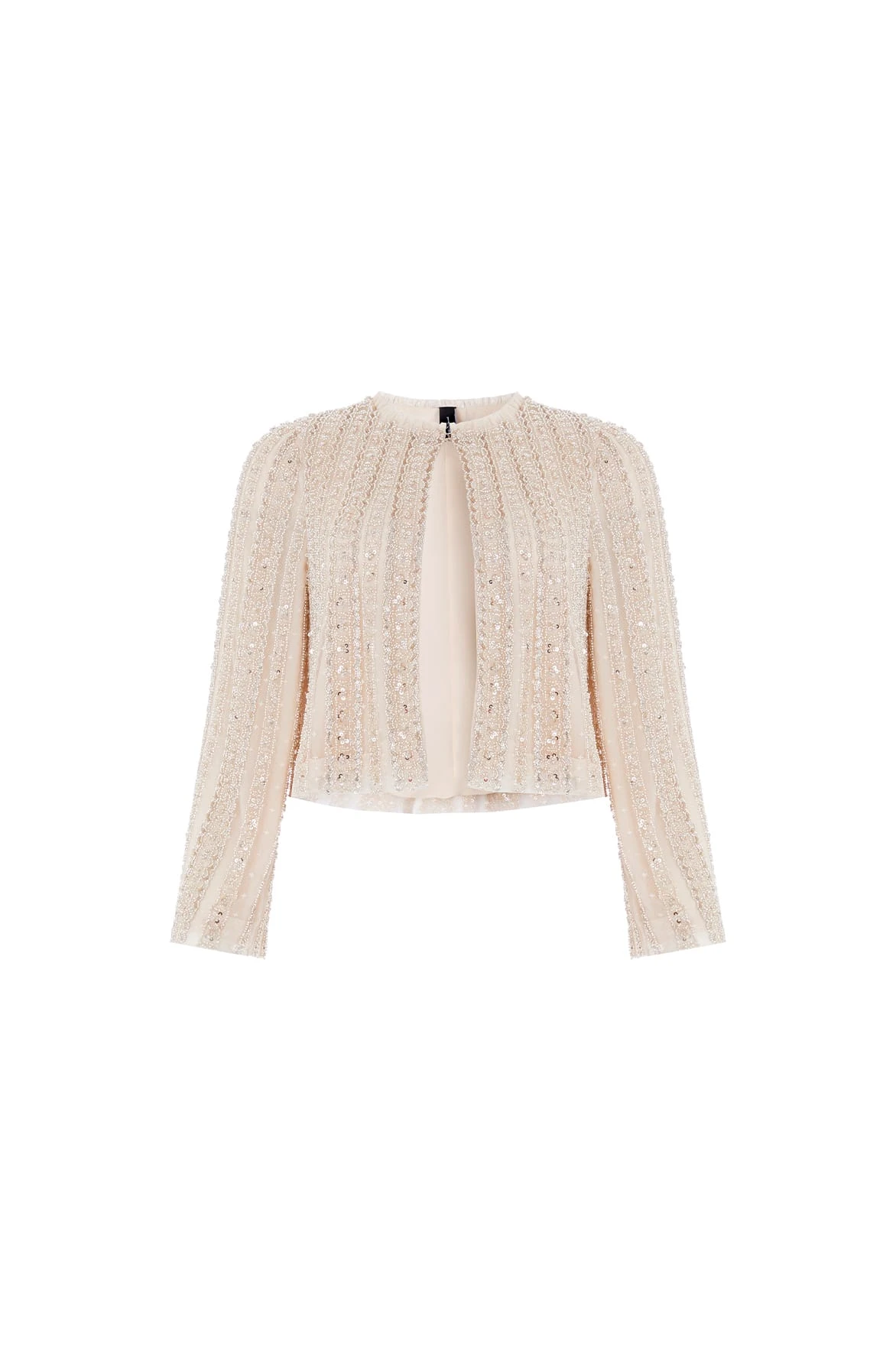Needle and Thread Jet Embellished Jacket in Moonbeam / Silver Needle and Thread Jet Embellished Jacket in Moonbeam / Silver | Jackets | Luxury Shoes