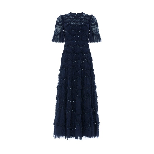 Needle and Thread Lily Bloom Ankle Gown in Navy | Evening Gowns | Luxury Shoes 