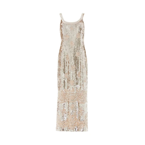 Needle and Thread Luminara Sleeveless Ankle Gown in Moonbeam / Silver | Evening Gowns | Luxury Shoes 