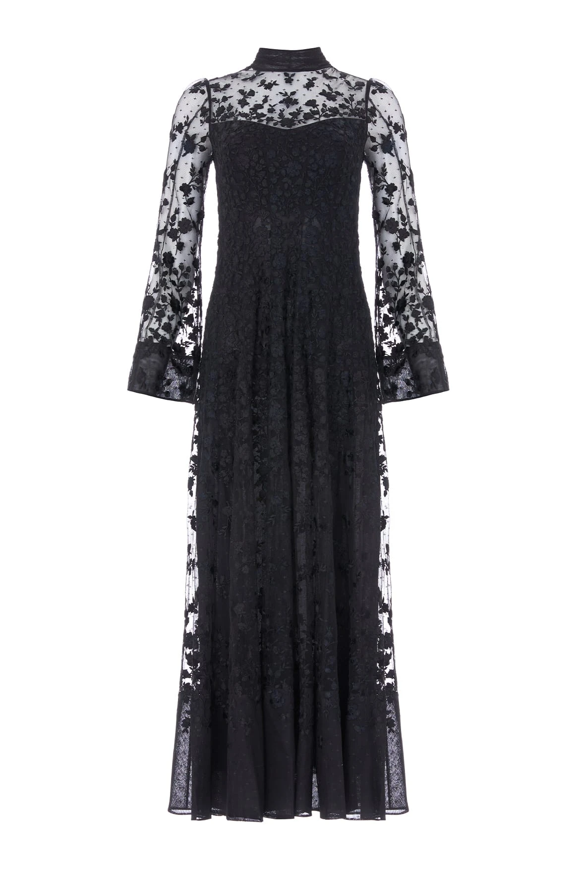 Needle and Thread Sylvia Rose Long Sleeve Ankle Gown in Jet Black Needle and Thread Sylvia Rose Long Sleeve Ankle Gown in Jet Black | Evening Gowns | Luxury Shoes