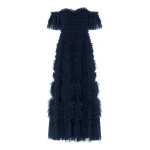 Needle and Thread Thalia Off-Shoulder Gown in Navy | Evening Gowns | Luxury Shoes 