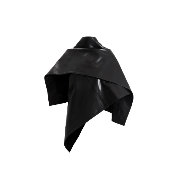 Edra Leather Cape Scarf in Black